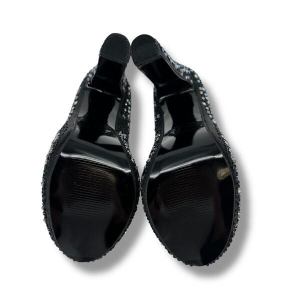 Delite Caroline Black Rhinestone Platform Pumps Heels Womens Size 38 7.5 8 - Picture 9 of 12